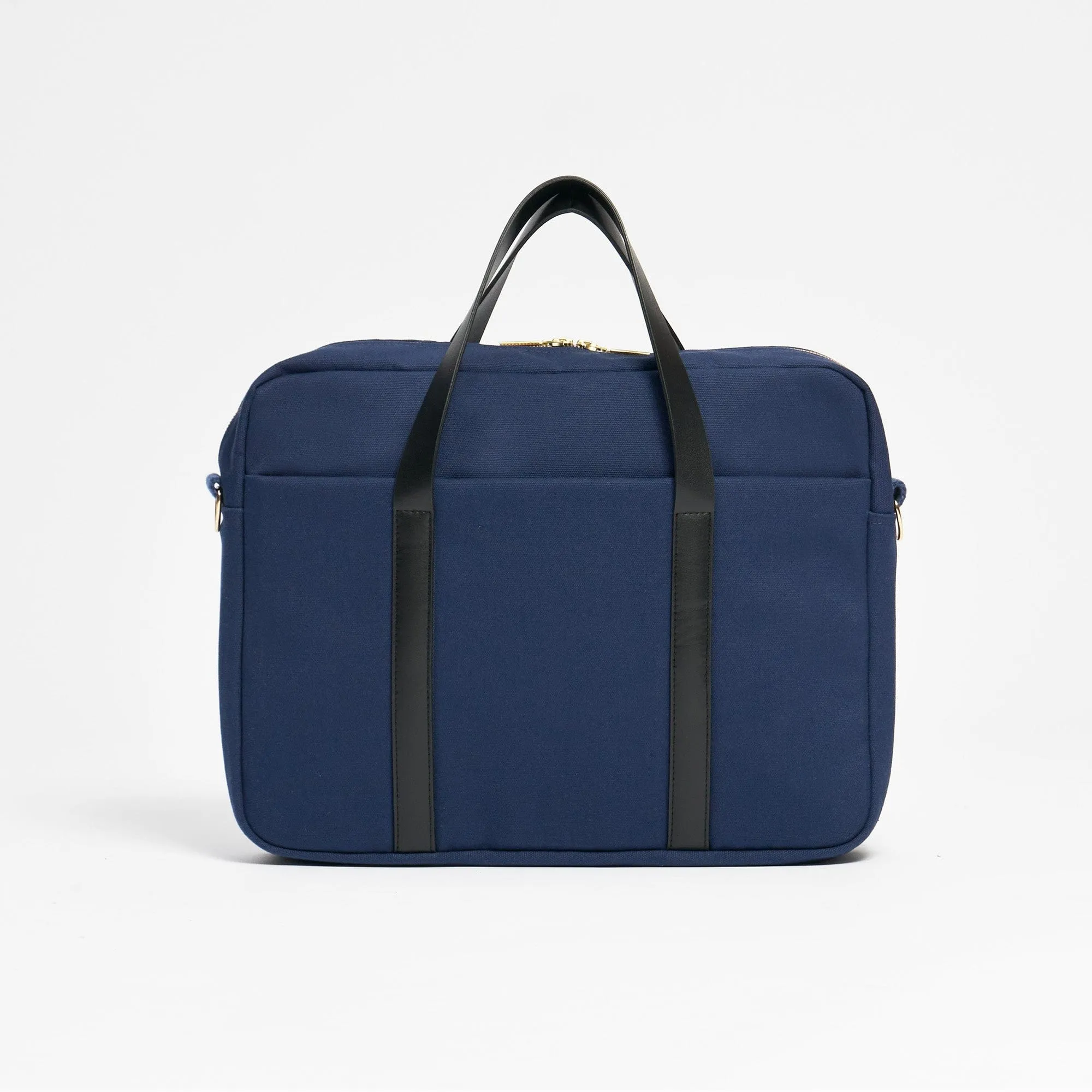 Natural Cotton Canvas Laptop Bag | Navy Blue