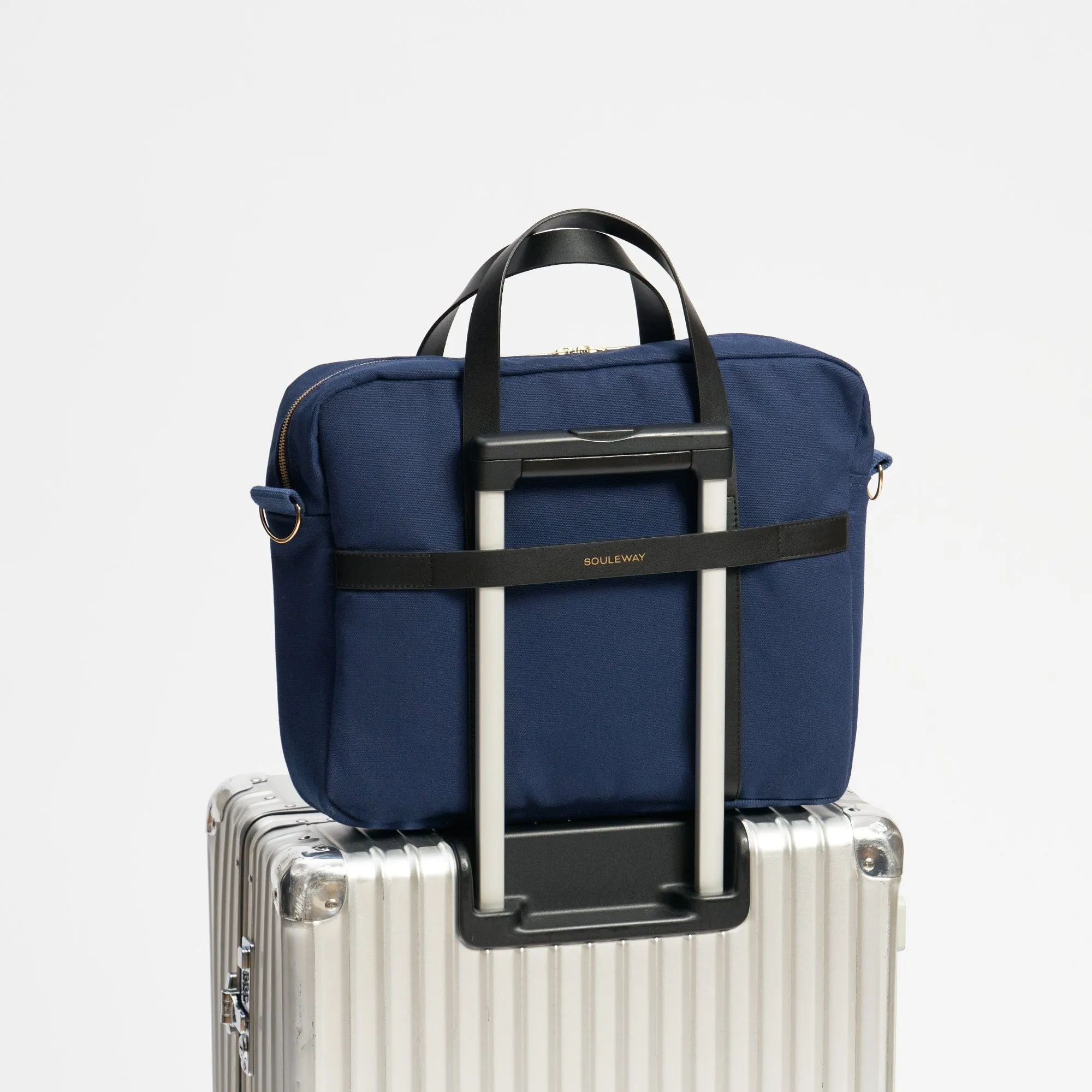 Natural Cotton Canvas Laptop Bag | Navy Blue