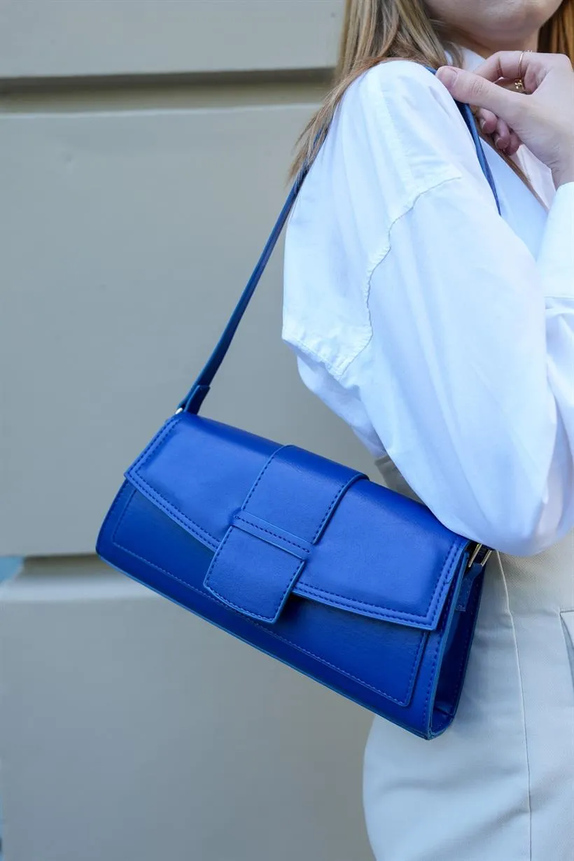 Navy Blue Clamshell Rectangle Bag