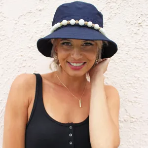 Navy Pearls Bucket Hat