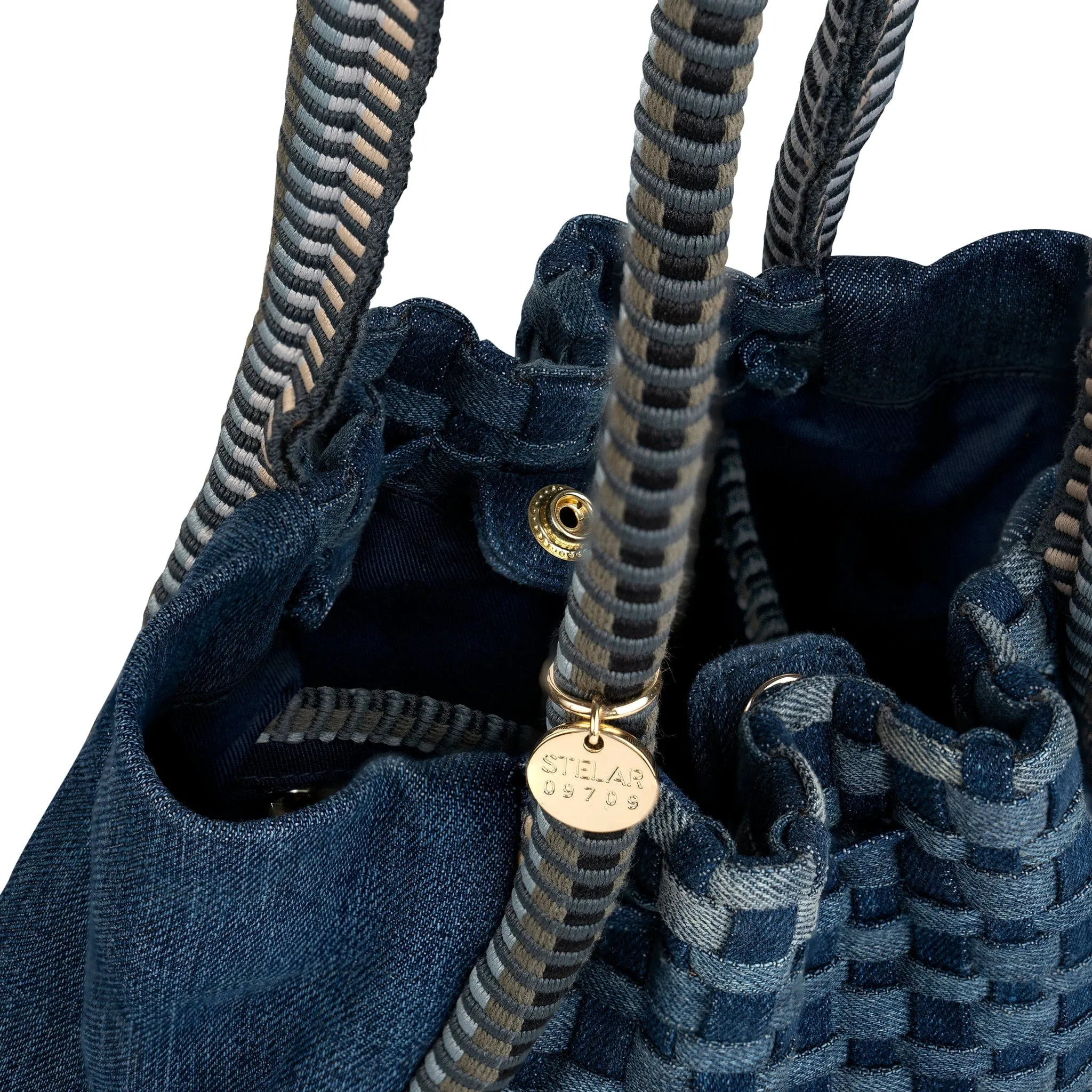 Negara Gathered Mini Denim Tote Bag | Blue