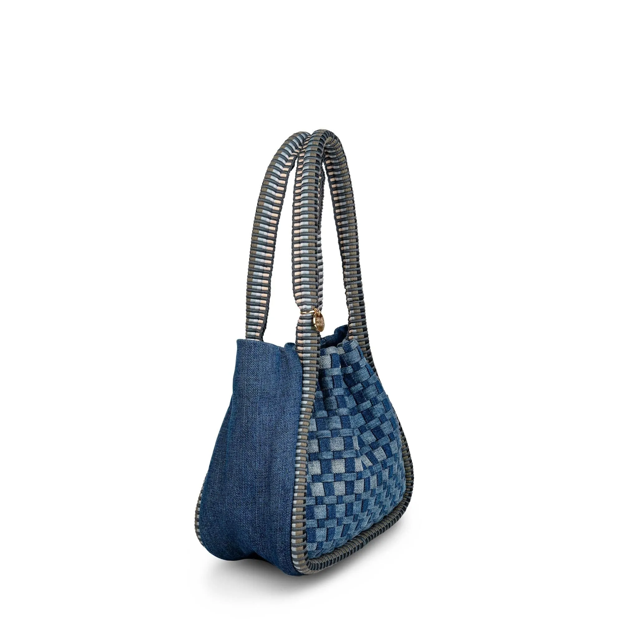Negara Gathered Mini Denim Tote Bag | Blue