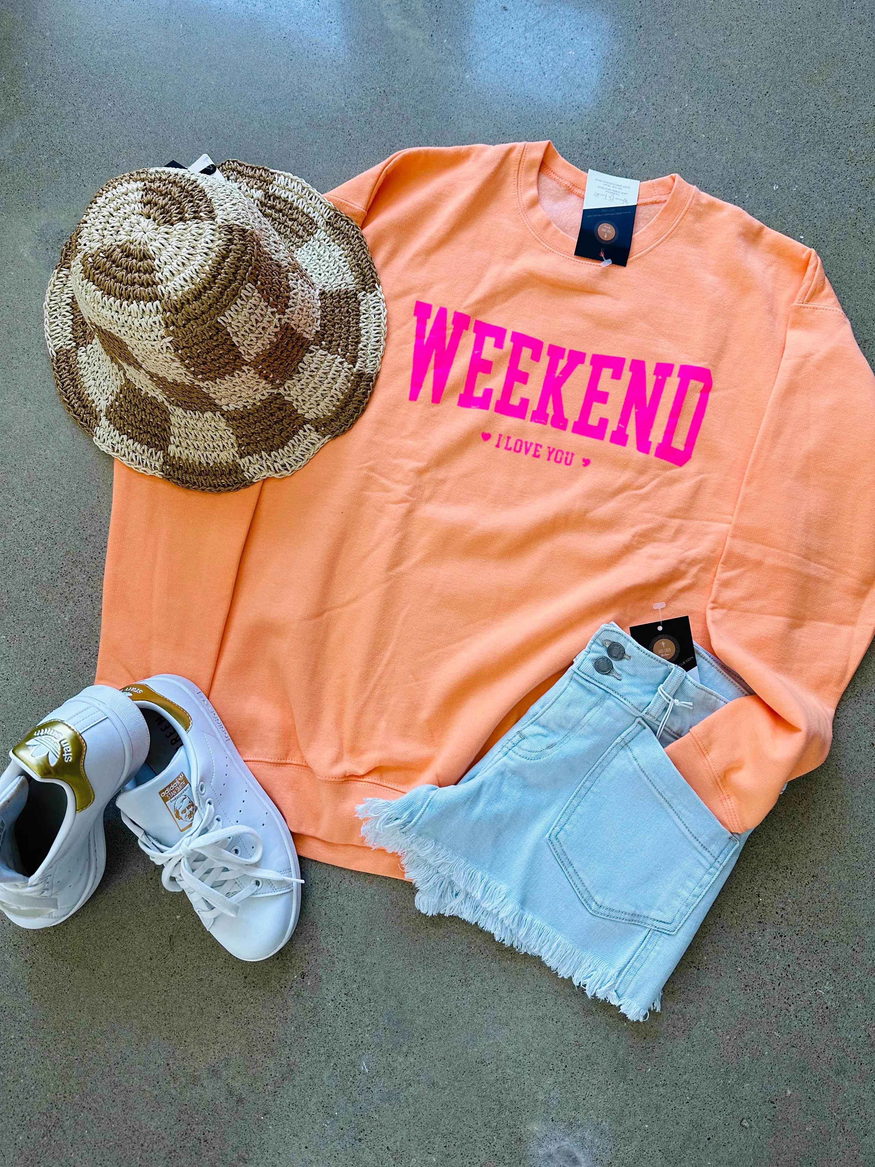 Neon WEEKEND I LOVE YOU Pullover