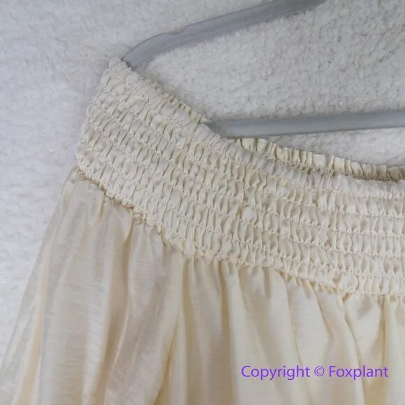 New! ELOQUII Golden wheat color off-the-shoulder, elastic sleeves mini dress, 28