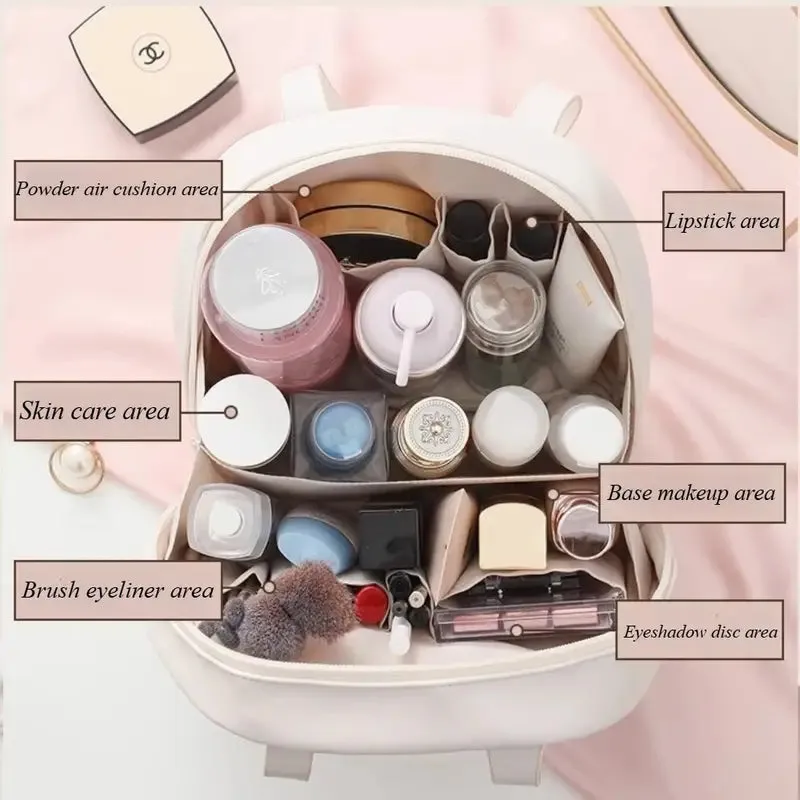 New Stylish and Lightweight Women's Luxury Large Capacity Faux Leather Cosmetic Bag - PINK
