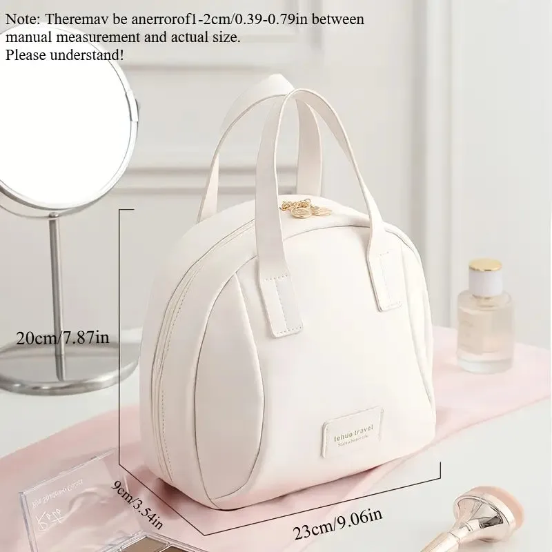 New Stylish and Lightweight Women's Luxury Large Capacity Faux Leather Cosmetic Bag - PINK