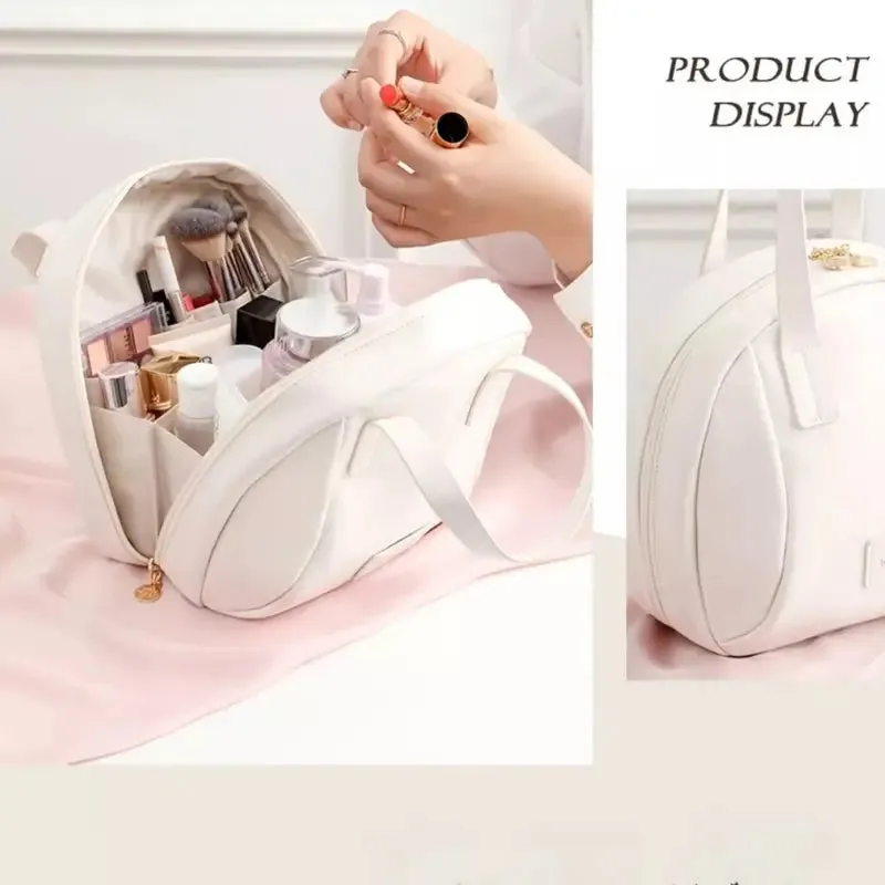 New Stylish and Lightweight Women's Luxury Large Capacity Faux Leather Cosmetic Bag - PINK