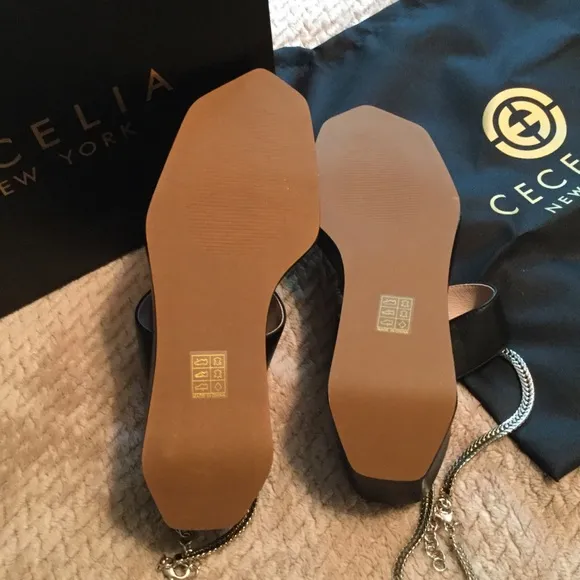 NIB Cecelia Baleves Black Wedge Sandal, Size 9