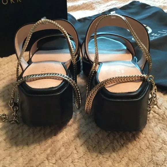 NIB Cecelia Baleves Black Wedge Sandal, Size 9