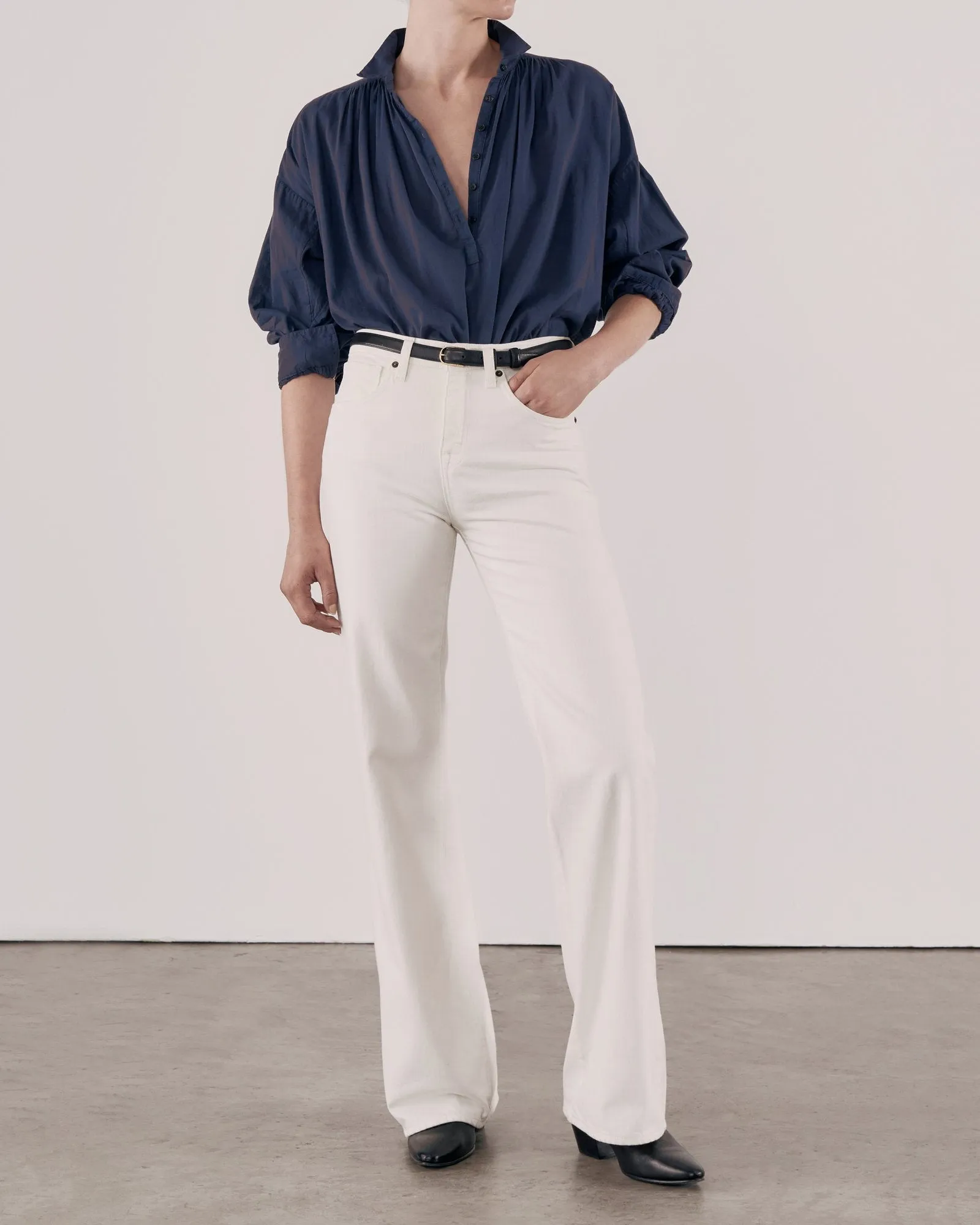 Nili Lotan MILES BLOUSE- dark navy