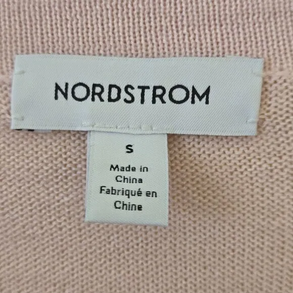 Nordstrom Everyday Open Front Cardigan Merino Wool Blend Pink Size S