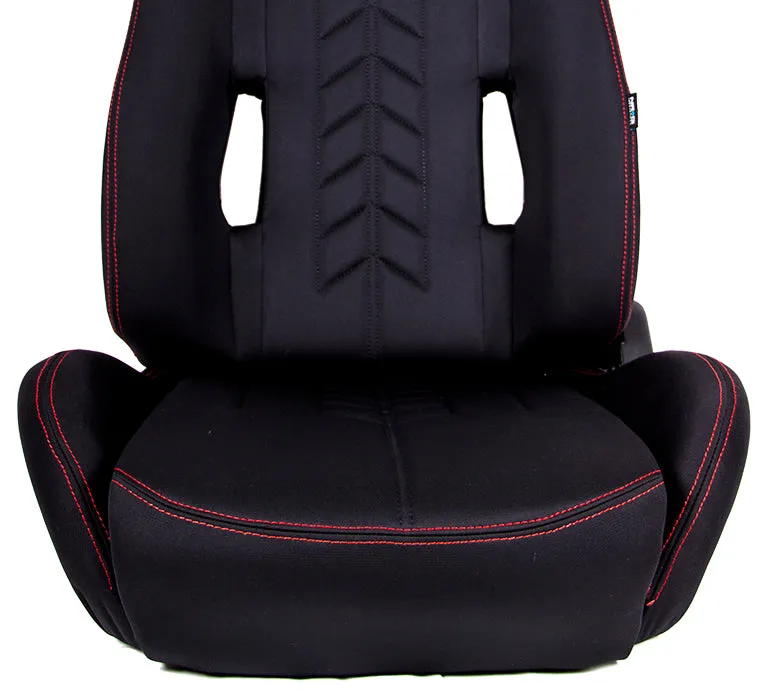 NRG RSC-800L/R "The Arrow" NRG Cloth Black Racing Seat with Red Stitching