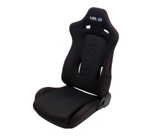 NRG RSC-800L/R "The Arrow" NRG Cloth Black Racing Seat with Red Stitching