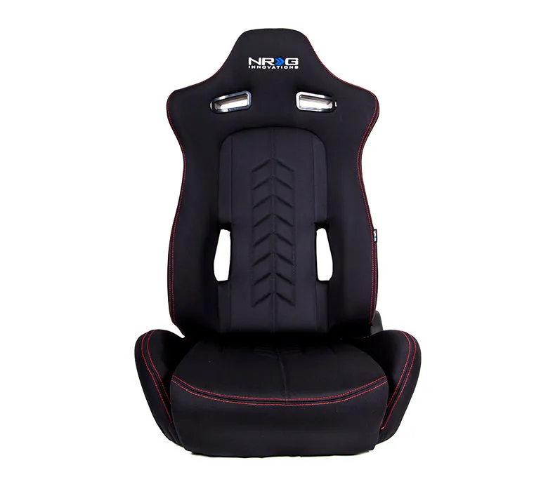 NRG RSC-800L/R "The Arrow" NRG Cloth Black Racing Seat with Red Stitching