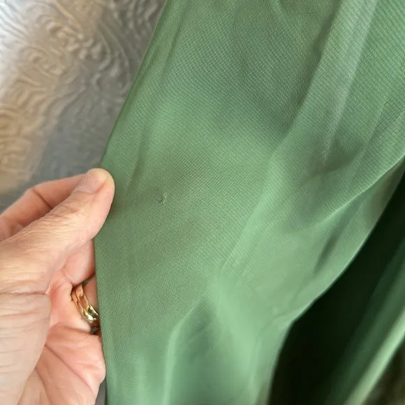NWT After Six Convertible Tie Strap Chiffon Maxi Dress w/ Slit in Vineyard Green