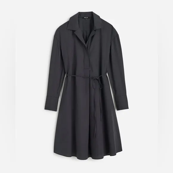 NWT Madewell Belted Mini Shirtdress in Black size medium
