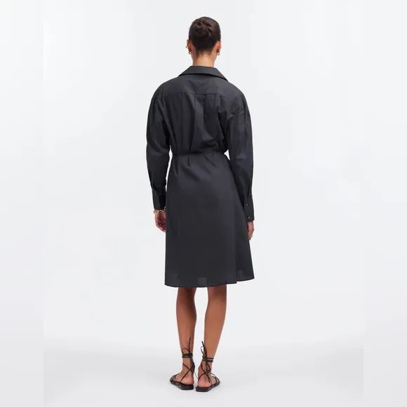 NWT Madewell Belted Mini Shirtdress in Black size medium