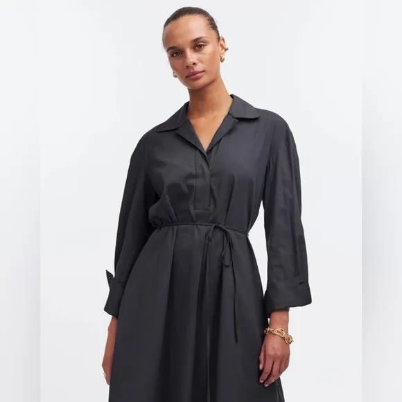 NWT Madewell Belted Mini Shirtdress in Black size medium