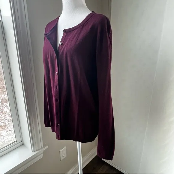 NWT Talbots knit buttoned cotton rayon cardigan wine color size XL