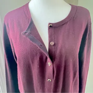 NWT Talbots knit buttoned cotton rayon cardigan wine color size XL