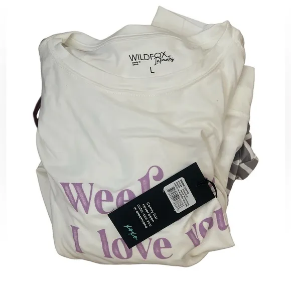 NWT Wildfox Weekend &quot;I Love You&quot; Pajama Set - Sz L