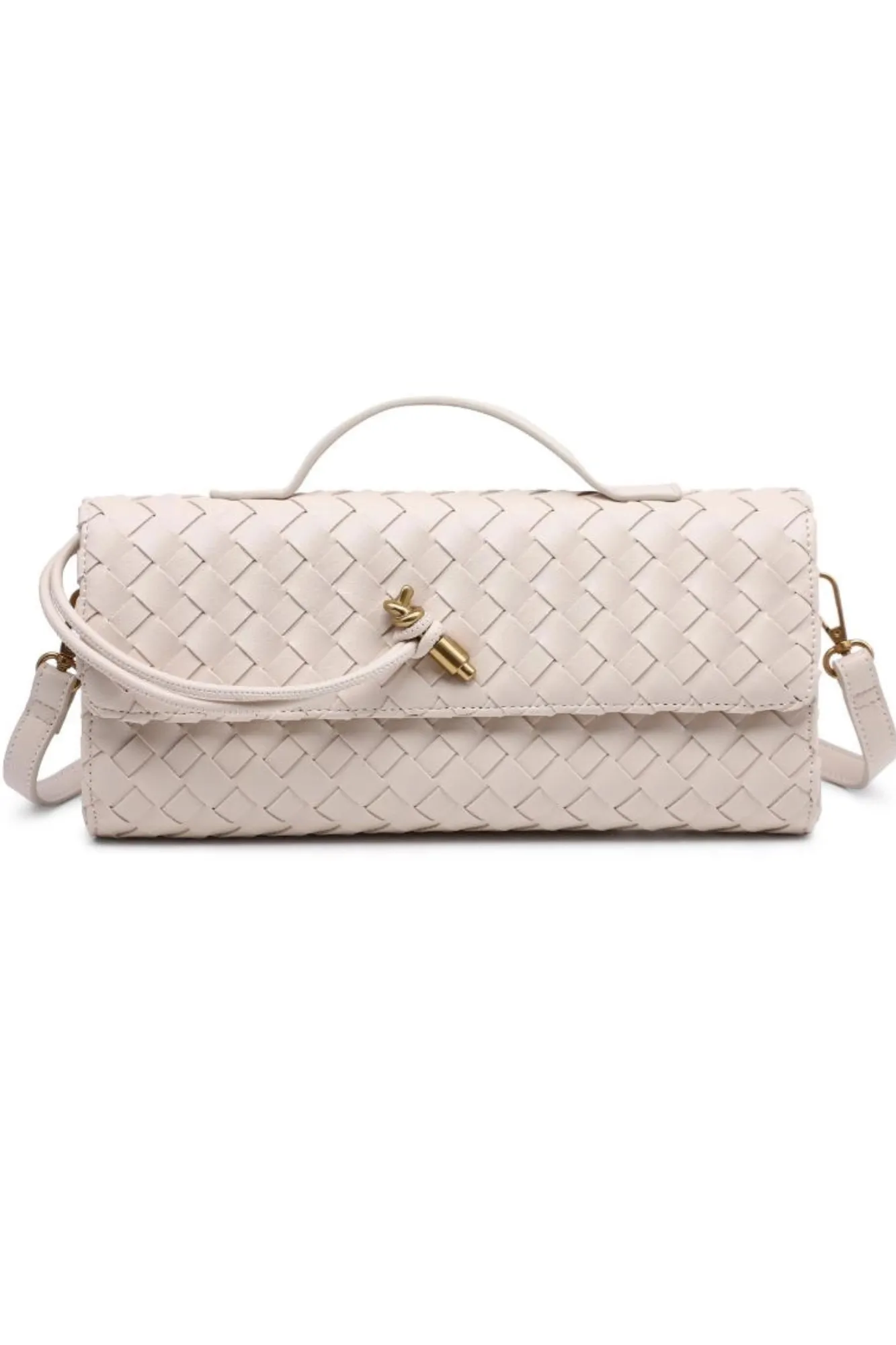 oatmilk woven top handle crossbody bag