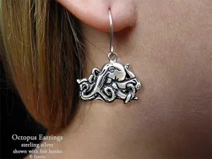 Octopus Earrings Sterling Silver