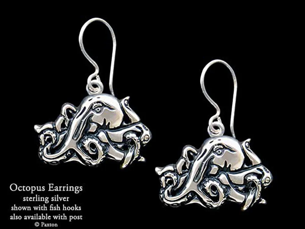 Octopus Earrings Sterling Silver