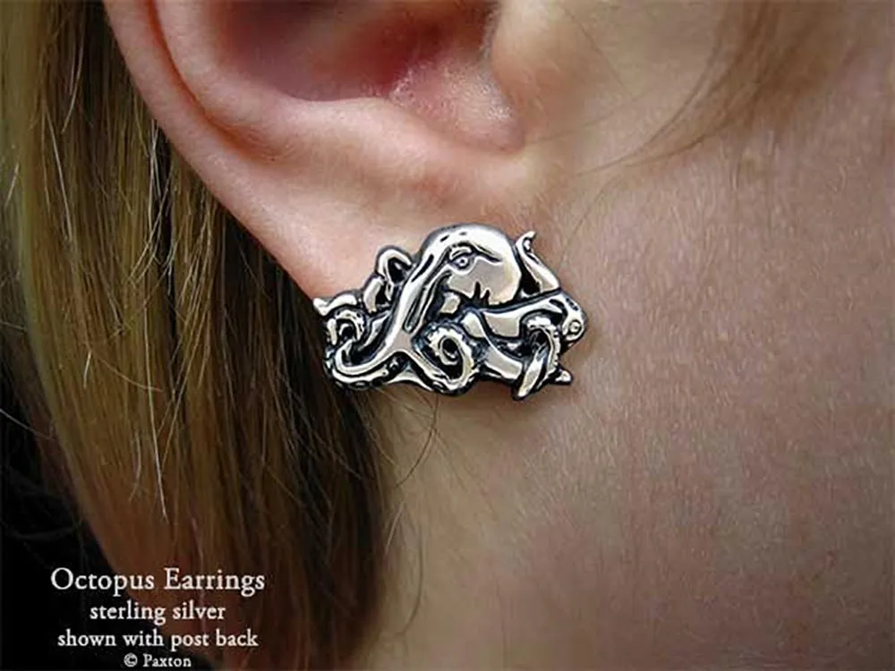 Octopus Earrings Sterling Silver