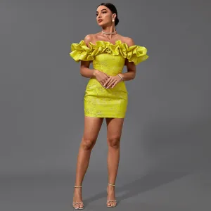 Off Shoulder Pleated Mini Bodycon Dress