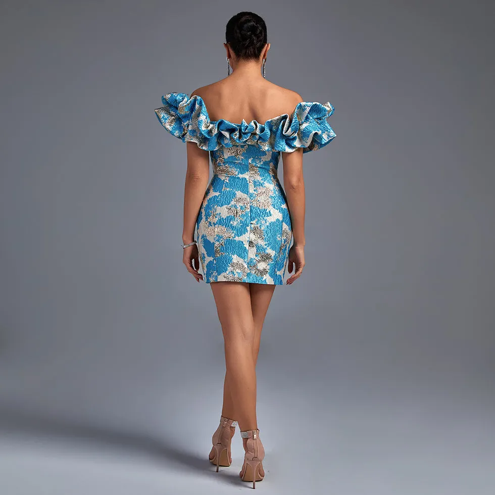 Off Shoulder Pleated Mini Bodycon Dress