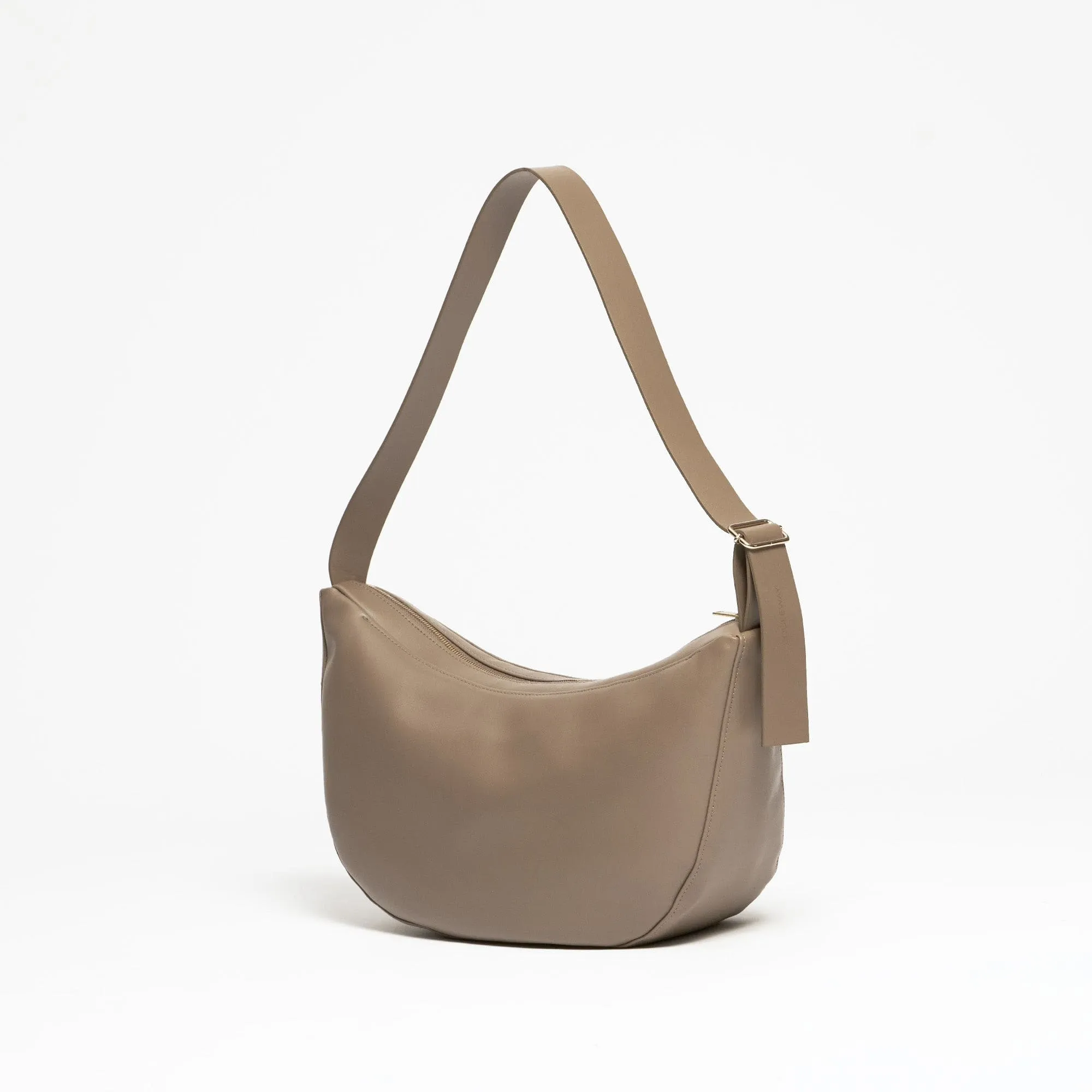 Oleatex Vegan Olive Leather Half Moon Bag | Mocha Brown