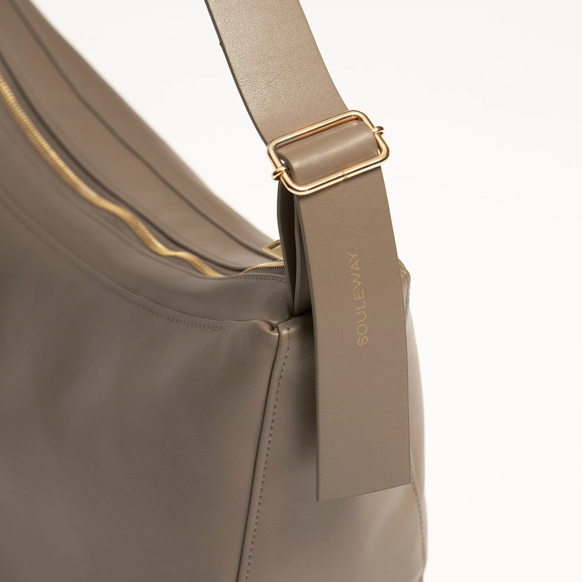 Oleatex Vegan Olive Leather Half Moon Bag | Mocha Brown