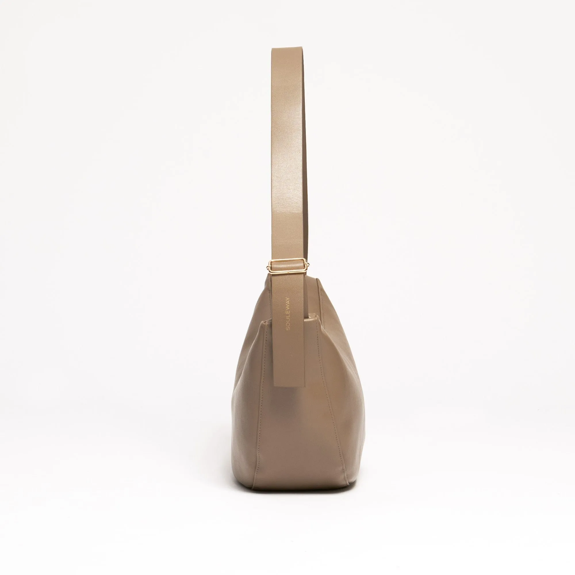 Oleatex Vegan Olive Leather Half Moon Bag | Mocha Brown