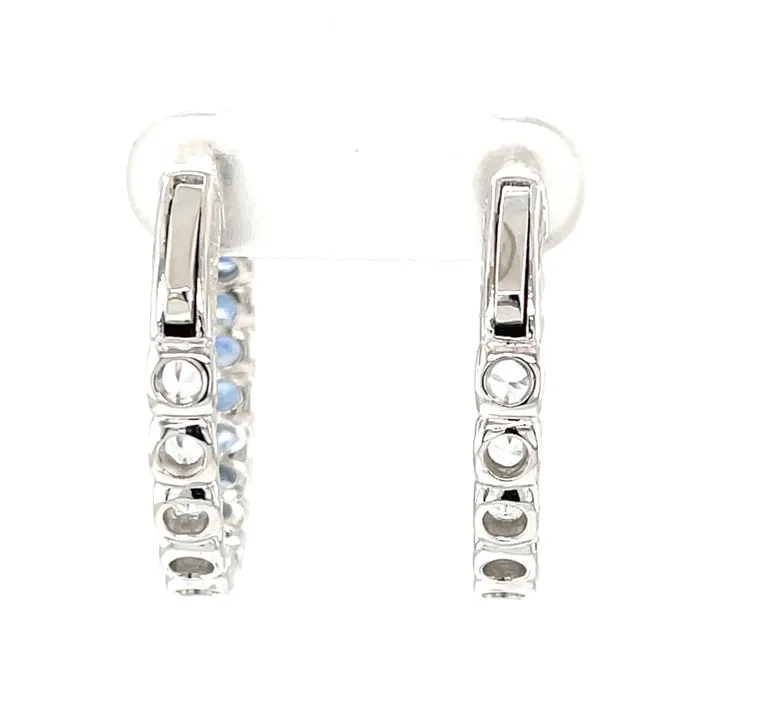 Ombre Blue Sapphire Hoop Earrings in 14k White Gold, 4.26 Carats Total