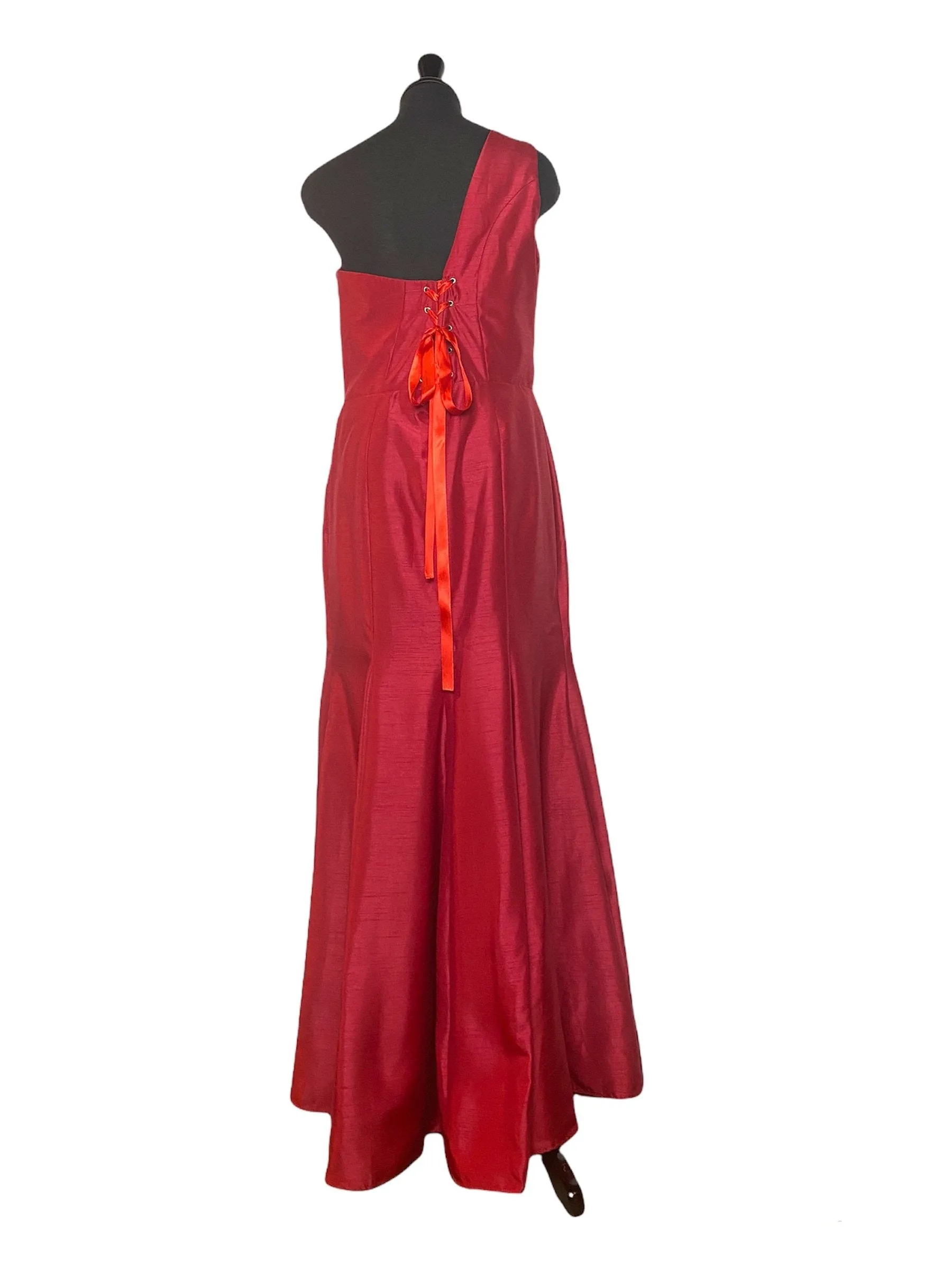 One Shoulder Dress with Embroidered Flowers