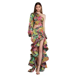 One Shoulder Long Sleeve Cut Out Maxi Dress KLYF1233