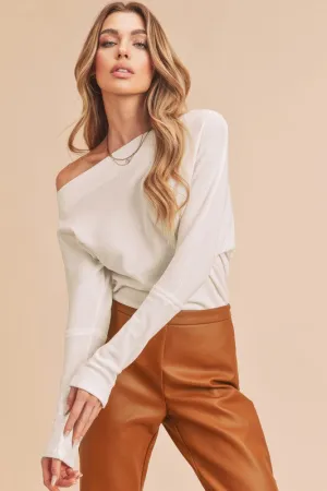 One Shoulder Long Sleeve Knit Top