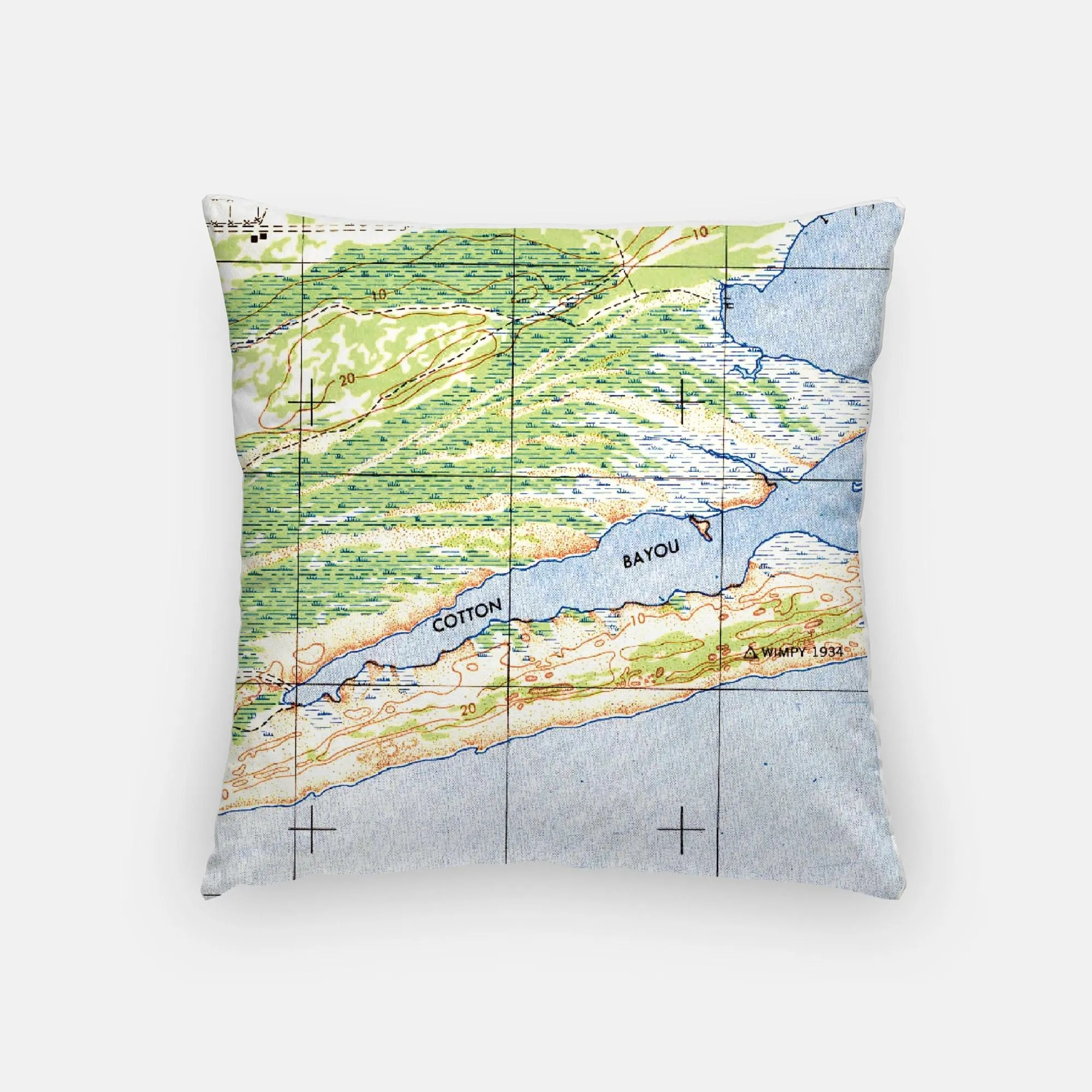 Orange Beach, Alabama City Map Pillow | 18x18 inches | Zippered cover | full map on back