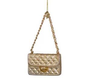 Ornament glass champagne opal fashion bag  H7cm