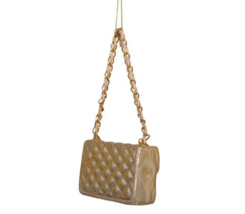 Ornament glass champagne opal fashion bag  H7cm