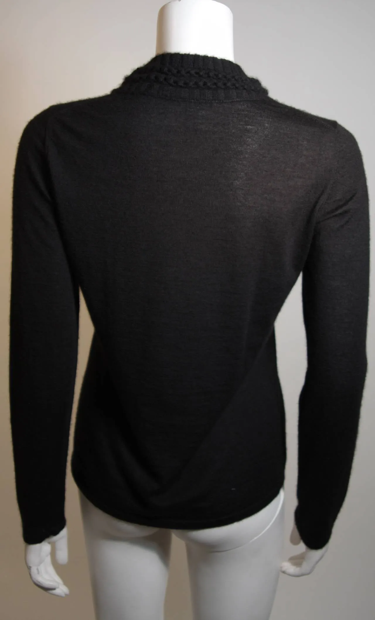 OSCAR DE LA RENTA Black Cashmere Sweater Large