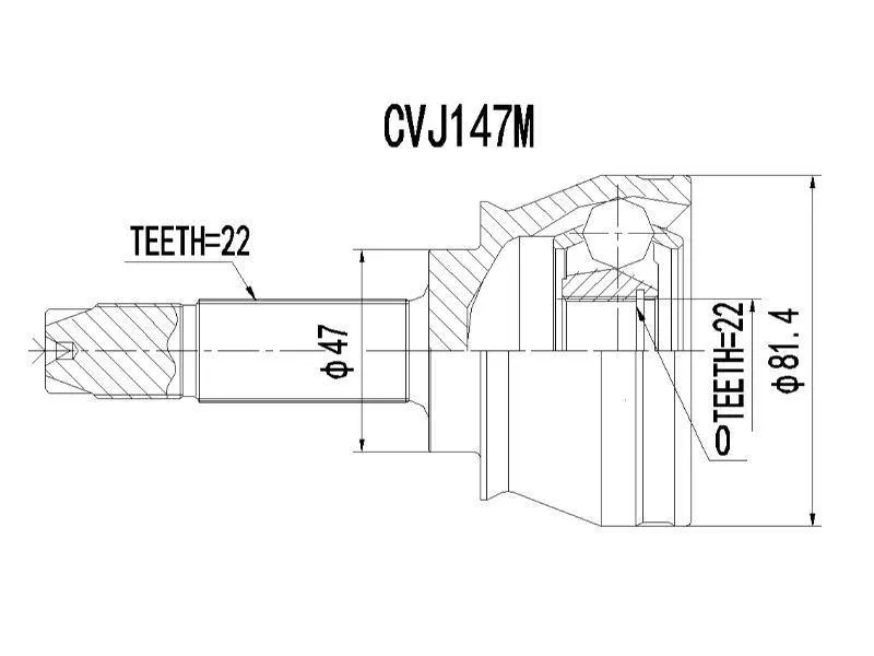 Outer Cv Joint Fiat Palio,Palio Weekend,Sienna, Strada 1.2i,1.6i,1.7TD (CVJ147M)