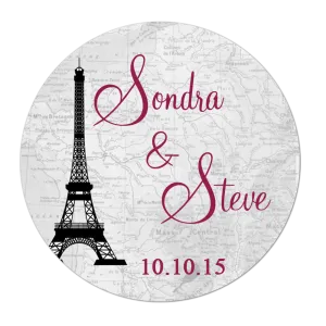 Paris Eiffel Tower Personalized Wedding Favor Sticker