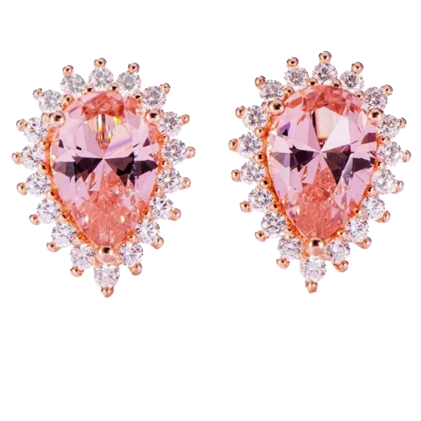 Pear-Shaped Morganite Rose Gold Stud Earrings