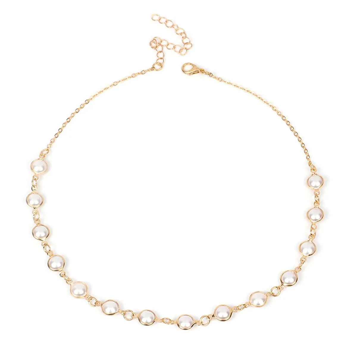 Pearl & 18K Gold-Plated Station Choker Necklace
