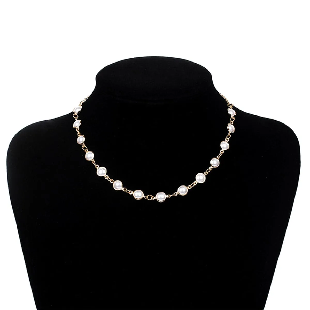Pearl & 18K Gold-Plated Station Choker Necklace
