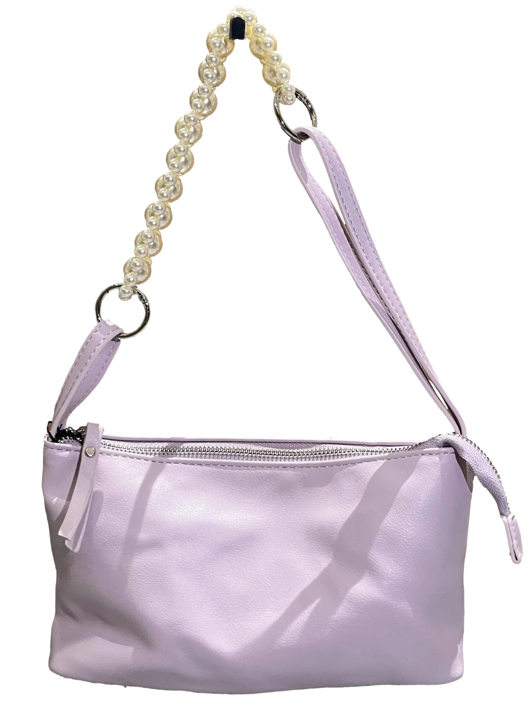 Pearl Strap Mini Shoulder Bag - Purple
