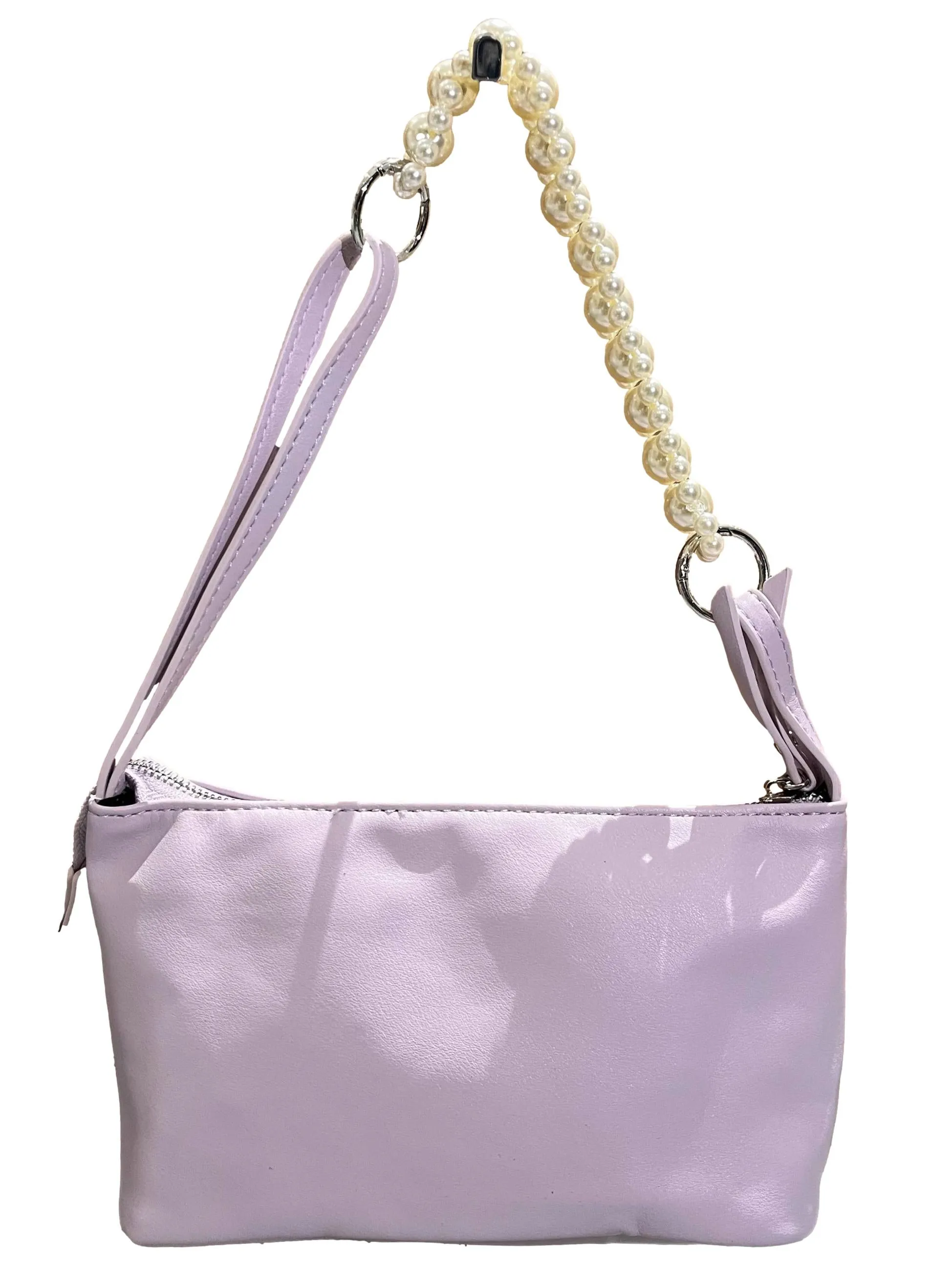 Pearl Strap Mini Shoulder Bag - Purple