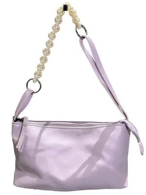 Pearl Strap Mini Shoulder Bag - Purple